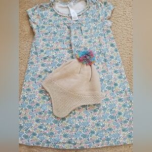 Mini Boden Cream Knit Pom Pom Hat